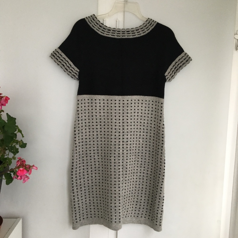 Etincelle Couture mod gray & black sweater dress - Picture 2 of 8